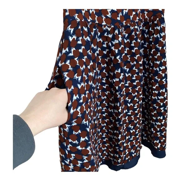 J. Crew Navy/Maroon Lined Geometric Contrast Sleeveless Pockets Dress 2 - Picture 6 of 10